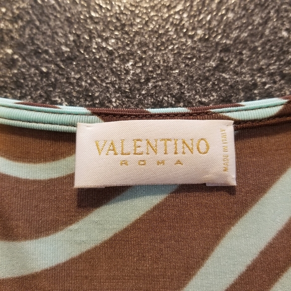 π₯³HPπ₯³Valentino Green & Brown 100% Silk Chevron Dress - Picture 12 of 15